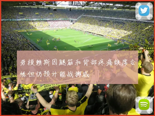 劳模赖斯因腿筋和背部疼痛缺席合练但仍预计能战挪威